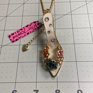 Rhinestone Floral Heel Betsey Johnson Pendant 28” Chain #9